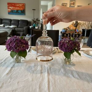 Vintage Bohemian Crystal Dinner Bell - Gold Encrusted Floral Czech Glass 7"
